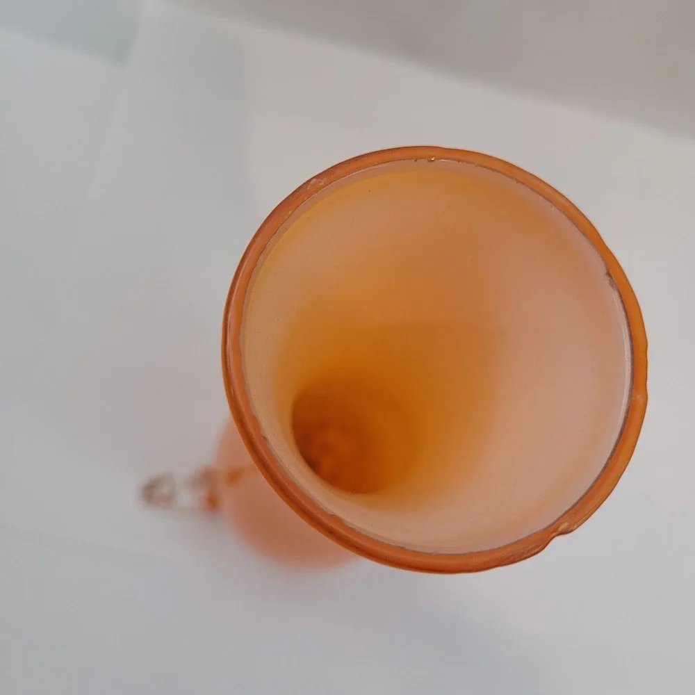 Vintage Blown Glass Pitcher Vase Orange Mid-Century Modern Cased Art Glass